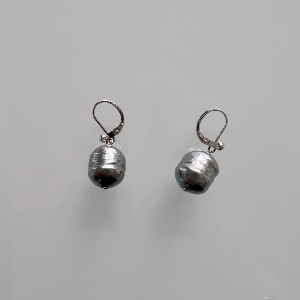 Majorica Tahitian circle baroque pearl sterling silver drop earrings